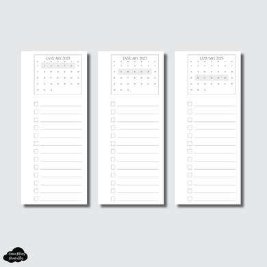 A6 Rings Size | 2023 Dated Weekly Calendar Check List Skinnies Printable Insert