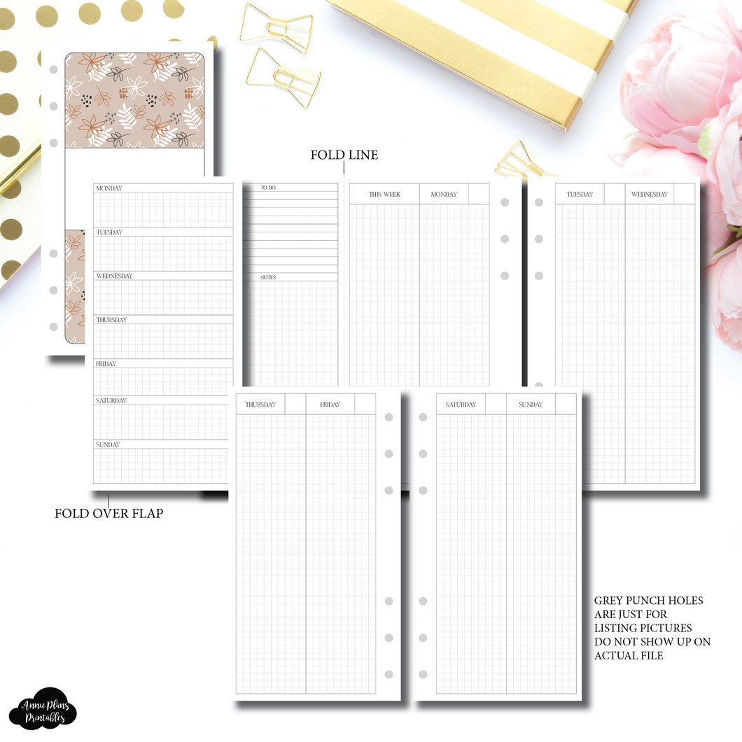 Personal Rings Size | FOLD OVER Vertical Layout Printable Insert