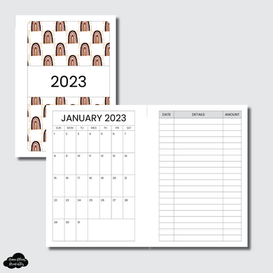 A6 Rings Size | 2023 Monthly Expense Calendar Printable Insert