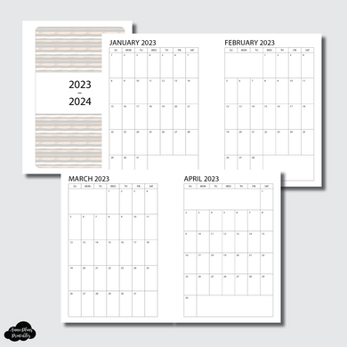 A6 Rings Size | 2023 - 2024 SINGLE PAGE Monthly Printable Insert