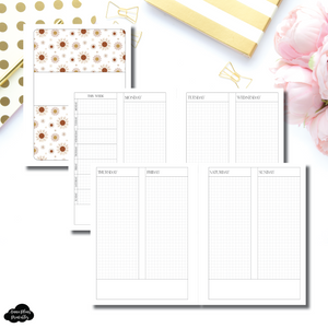 B6 Rings Size | Undated Vertical GRID Week on 4 Page Layout Printable Insert