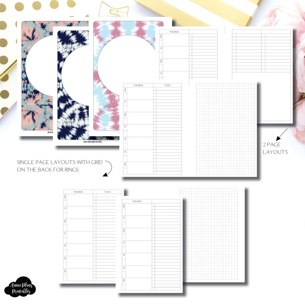 Personal Wide Rings Size | Undated Weekly + Lists Printable Insert