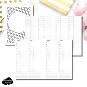 A5 Rings Size |  Simple Undated Timed Week on 4 Page Printable Insert