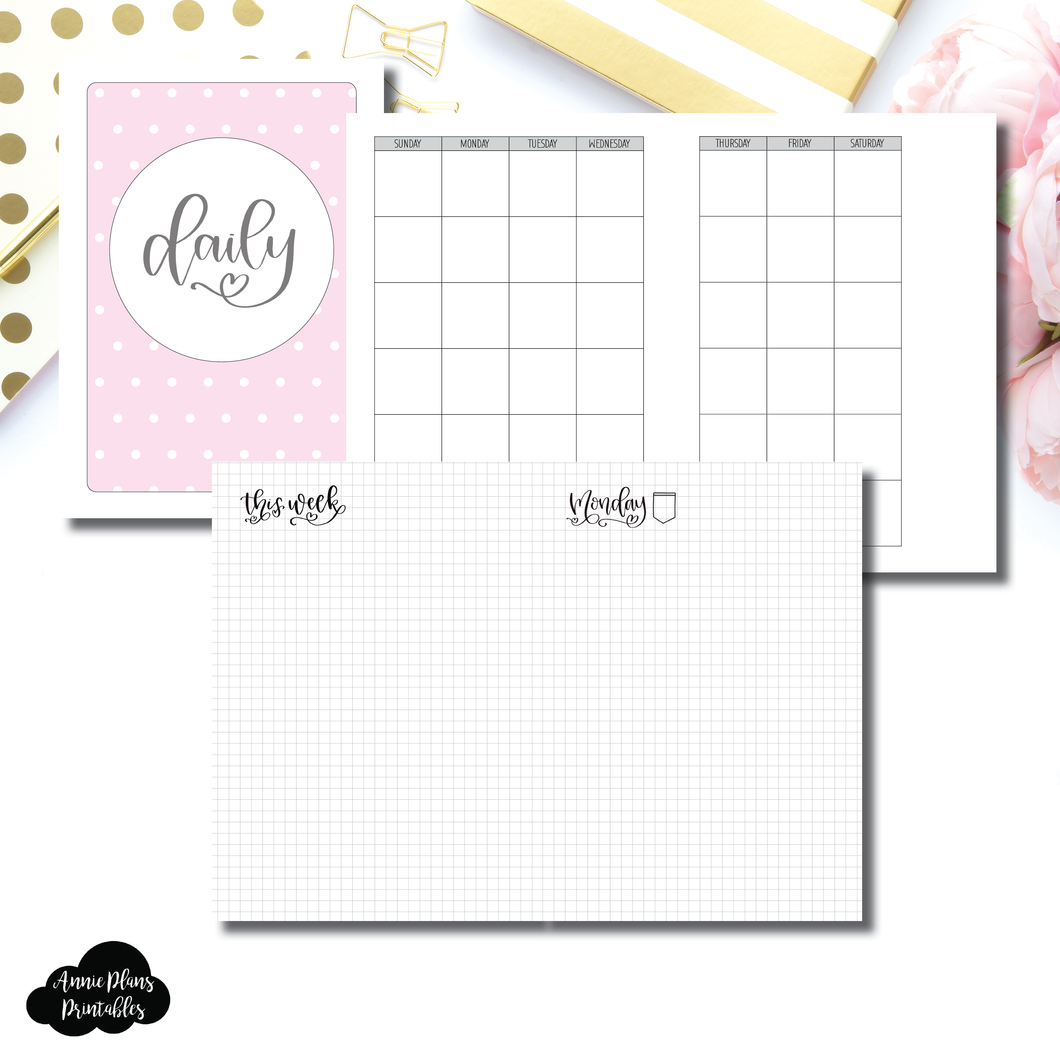 A5 Rings Size | SeeAmyDraw Undated Daily Grid Collaboration Printable Insert ©