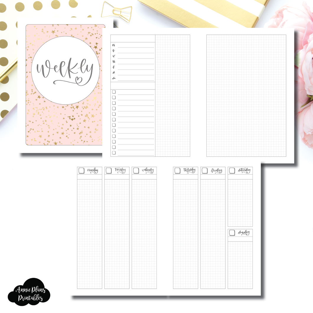 A5 Rings Size | SeeAmyDraw Undated Weekly Collaboration Printable Insert ©