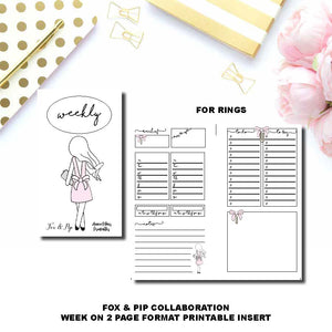 Personal Wide Rings Size | FOX&PIP Collaboration - Week on 2 Page Printable Insert ©