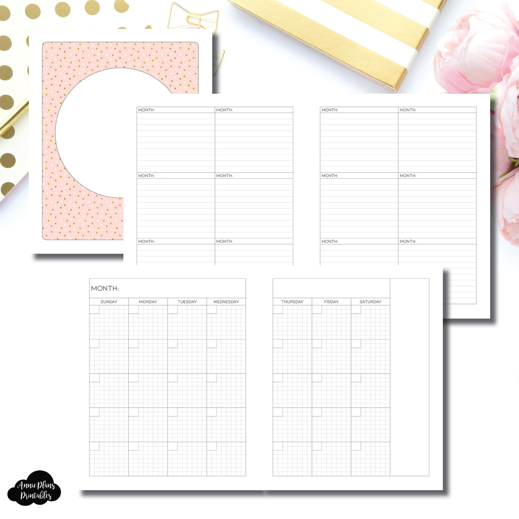 A5 Wide Rings Size | Undated Monthly (Teacher Bundle) Printable Inserts