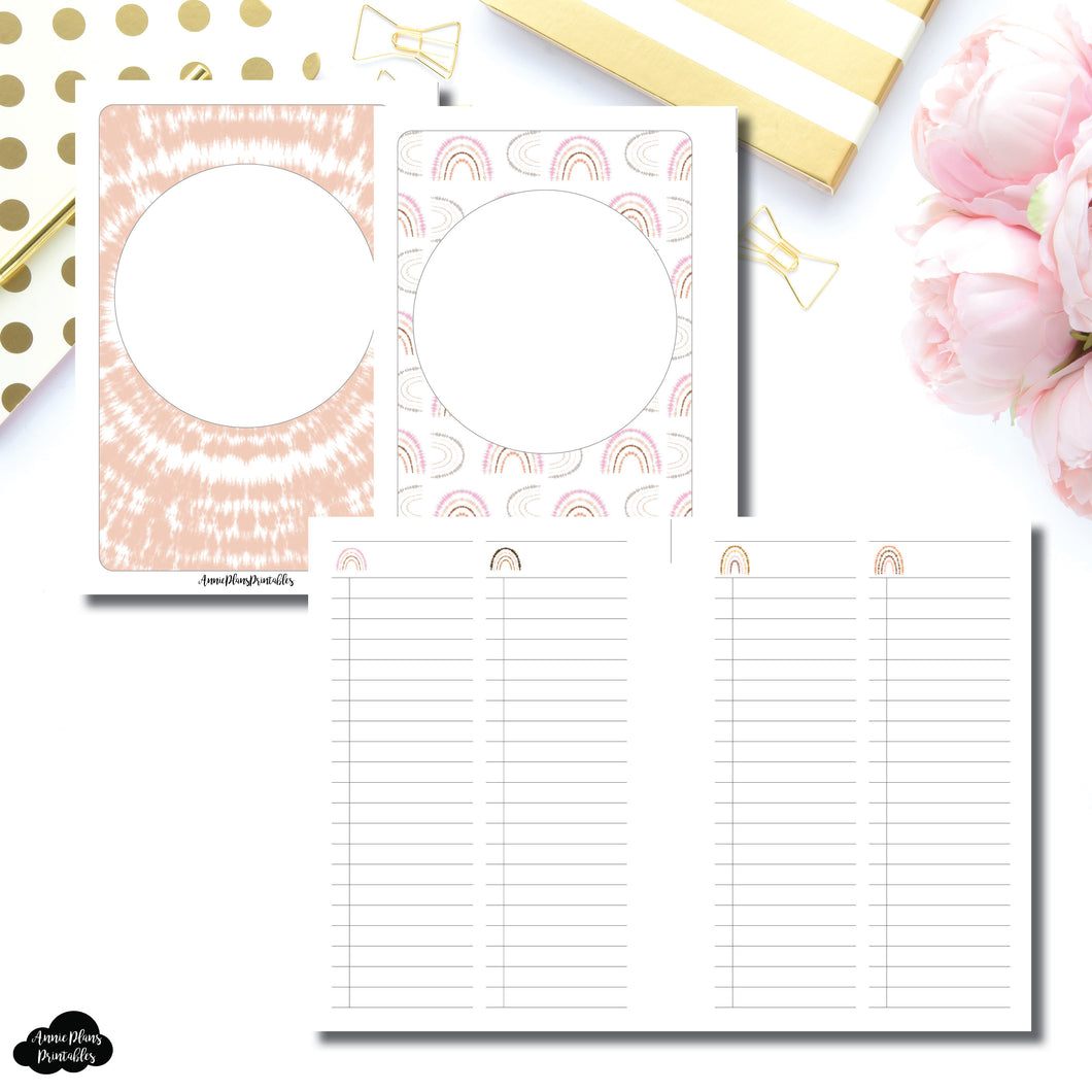 A5 Wide Rings Size | Boho Rainbow Two Column List Printable Insert