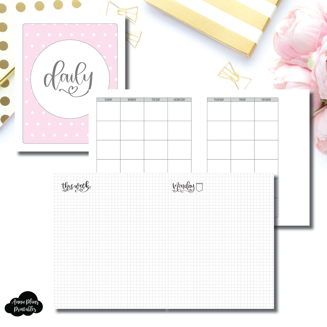 A5 Wide Rings Size | SeeAmyDraw Undated Daily Grid Collaboration Printable Insert ©