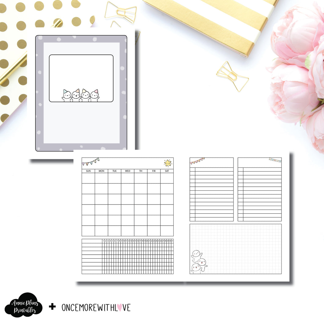 A5 Wide Rings Size | Undated Monthly OnceMoreWithLove Collaboration Printable Insert ©