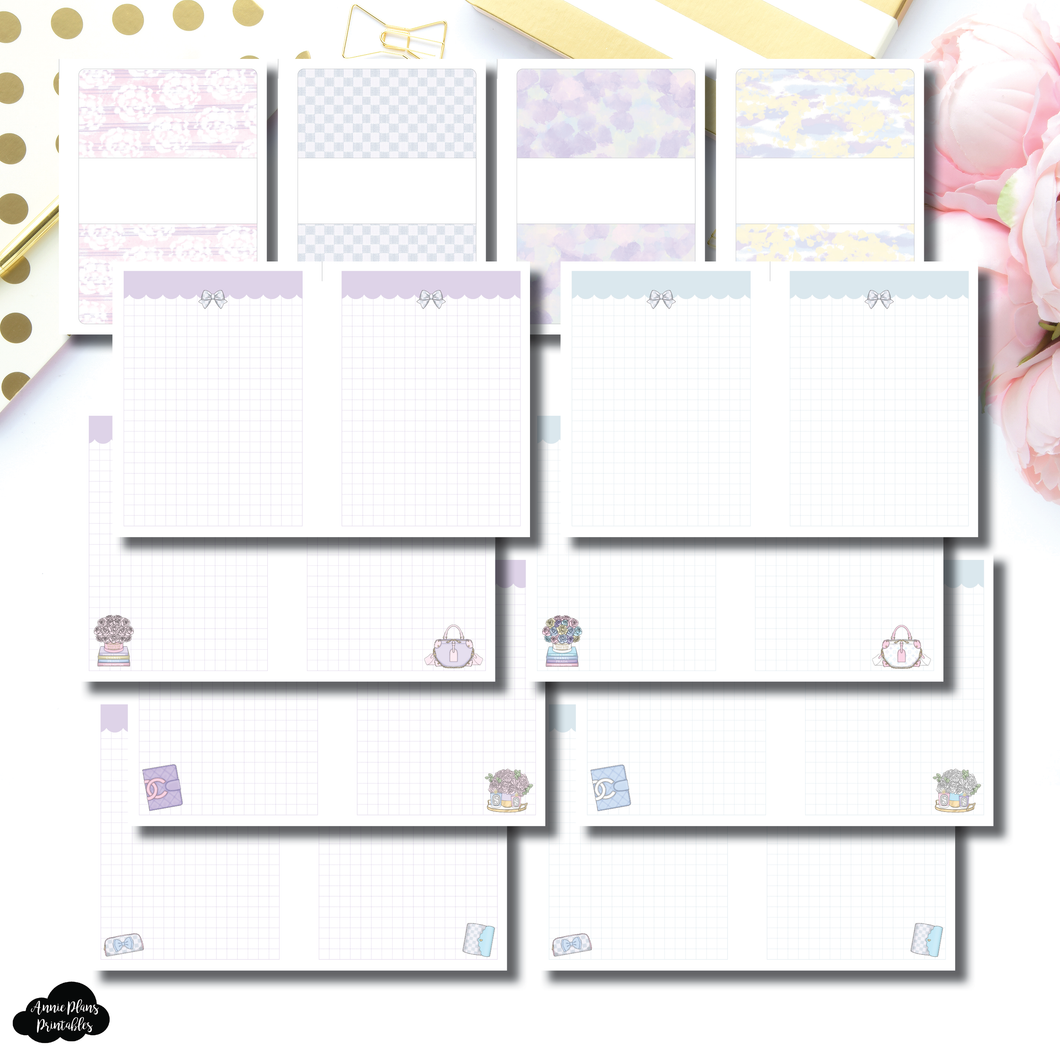 A5 Wide Rings Size | Pastel and Colorful Grid Designer Notes Printable Insert