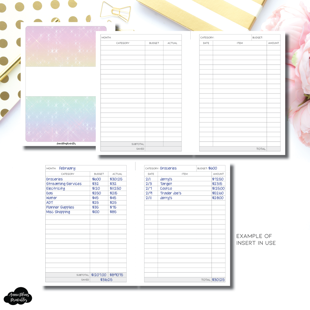 A6 Rings Size | Monthly Budget Printable Insert