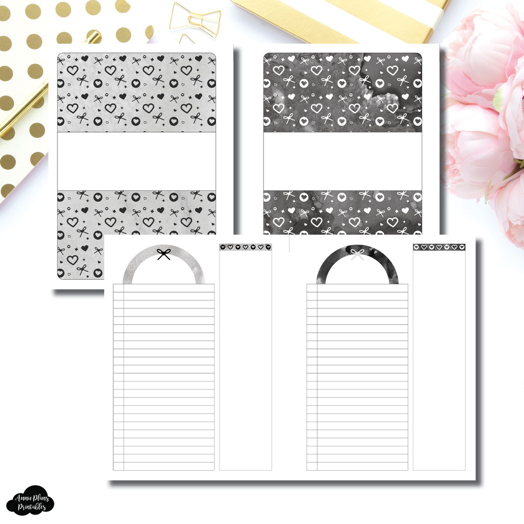 Personal Wide Rings Size | Neutral Valentines List/Notes Printable Insert