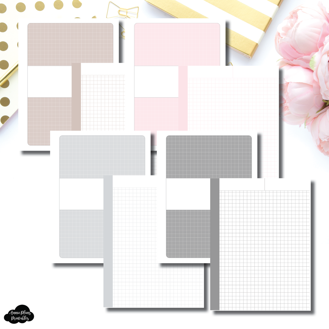 A6 Rings Size | Neutral Grid Printable Insert