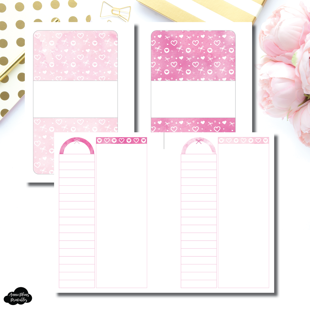 Pocket Rings Size | Pink Valentines List/Notes Printable Insert