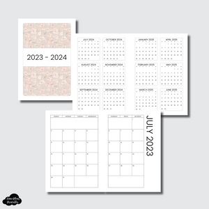 A5 Rings Size | 2023 - 2024 SIMPLE FONT Academic Monthly Calendar (SUNDAY Start) PRINTABLE INSERT