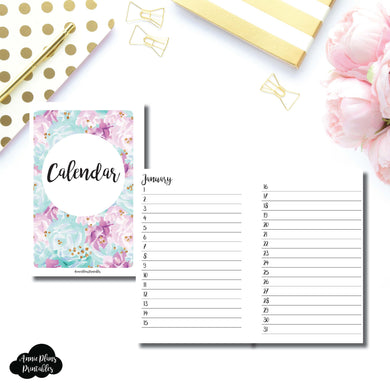 A6 Rings Size | Perpetual Calendar Printable Insert ©