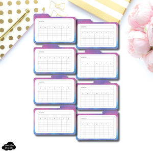 Tab Cards | Undated Monthly Tracker Vibrant Watercolor Tab Card Printable
