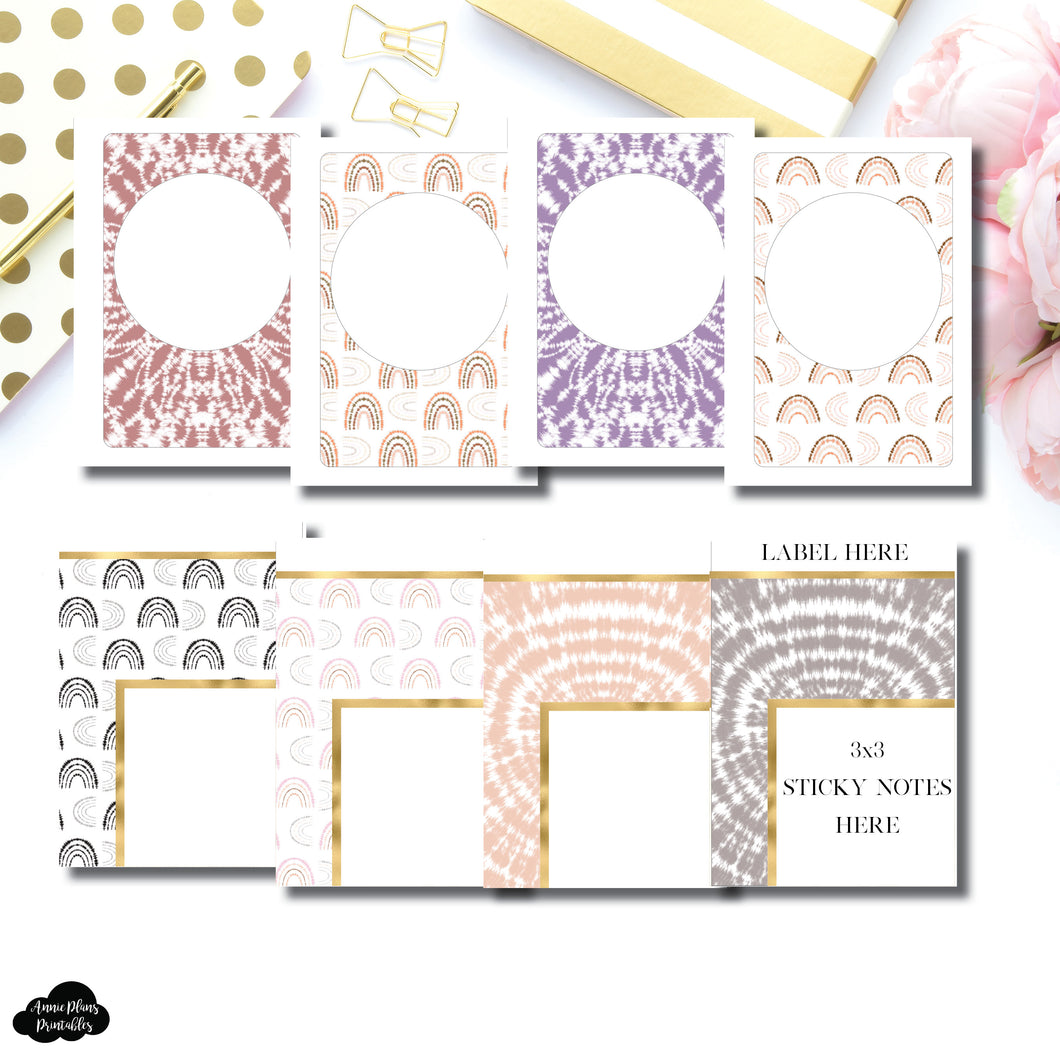 A6 Rings Size | Boho Rainbow Covers + Sticky Note Dashboards Printable