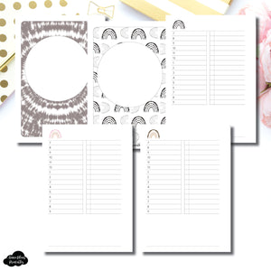 A5 Wide Rings Size | Boho Rainbow Undated Timed Daily Printable Insert