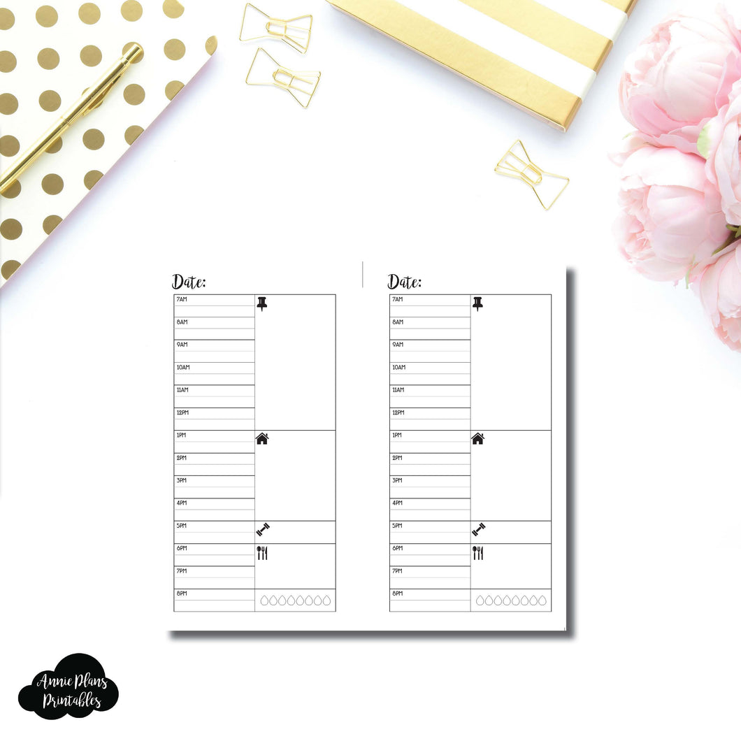 Personal Rings Size  | UNDATED (TIMED) Daily Printable Insert ©