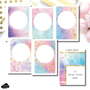 Pocket Plus Rings Size | Rainbow Galaxy Blank Covers + Sticky Note Dashboard Printable