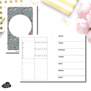 Pocket Rings Size | Undated Horizontal Week on 2 Page Layout Printable Insert ©
