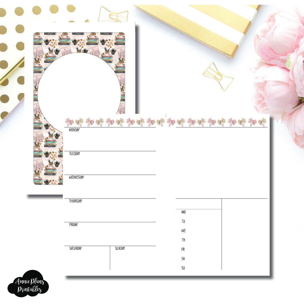 Half Letter Rings Size | Undated Week on 2 Page Collaboration Printable Insert ©