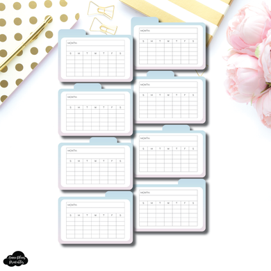 Tab Cards | Undated Monthly Tracker Cotton Candy Tab Card Printable
