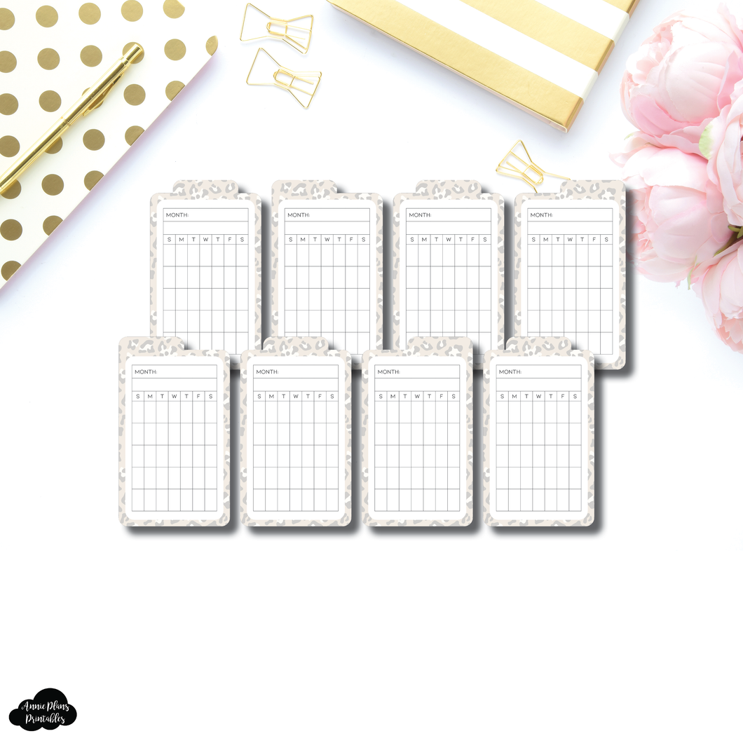 Tab Cards | VERTICAL Undated Monthly Tracker Wild Beige Tab Card Printable