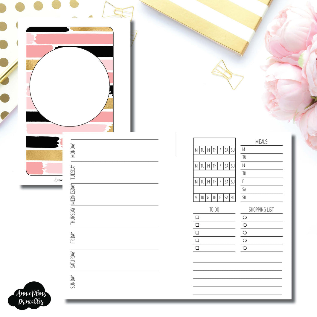 Pocket Rings Size | Undated Week on 2 Page with Trackers Printable Insert ©