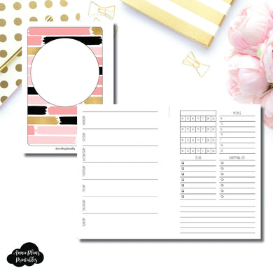 A6 Rings Size | Undated Week on 2 Page with Trackers Printable Insert ©