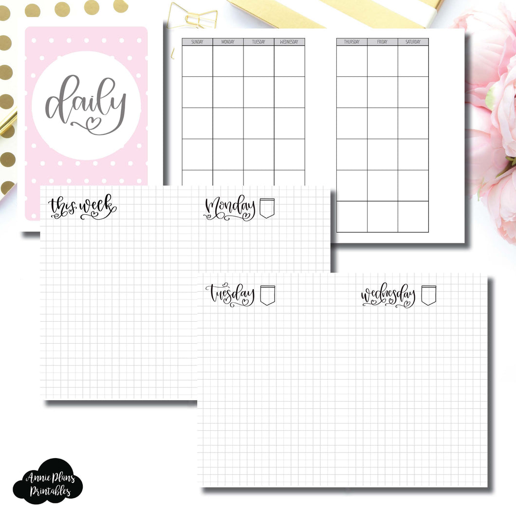 Pocket Plus Rings Size | SeeAmyDraw Undated Daily Grid Collaboration Printable Insert ©
