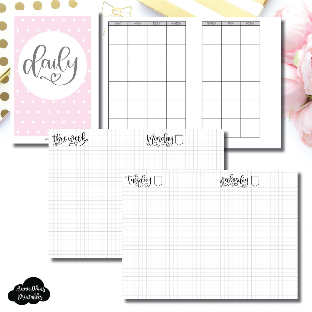 Personal Wide Rings Size | SeeAmyDraw Undated Daily Grid Collaboration Printable Insert ©