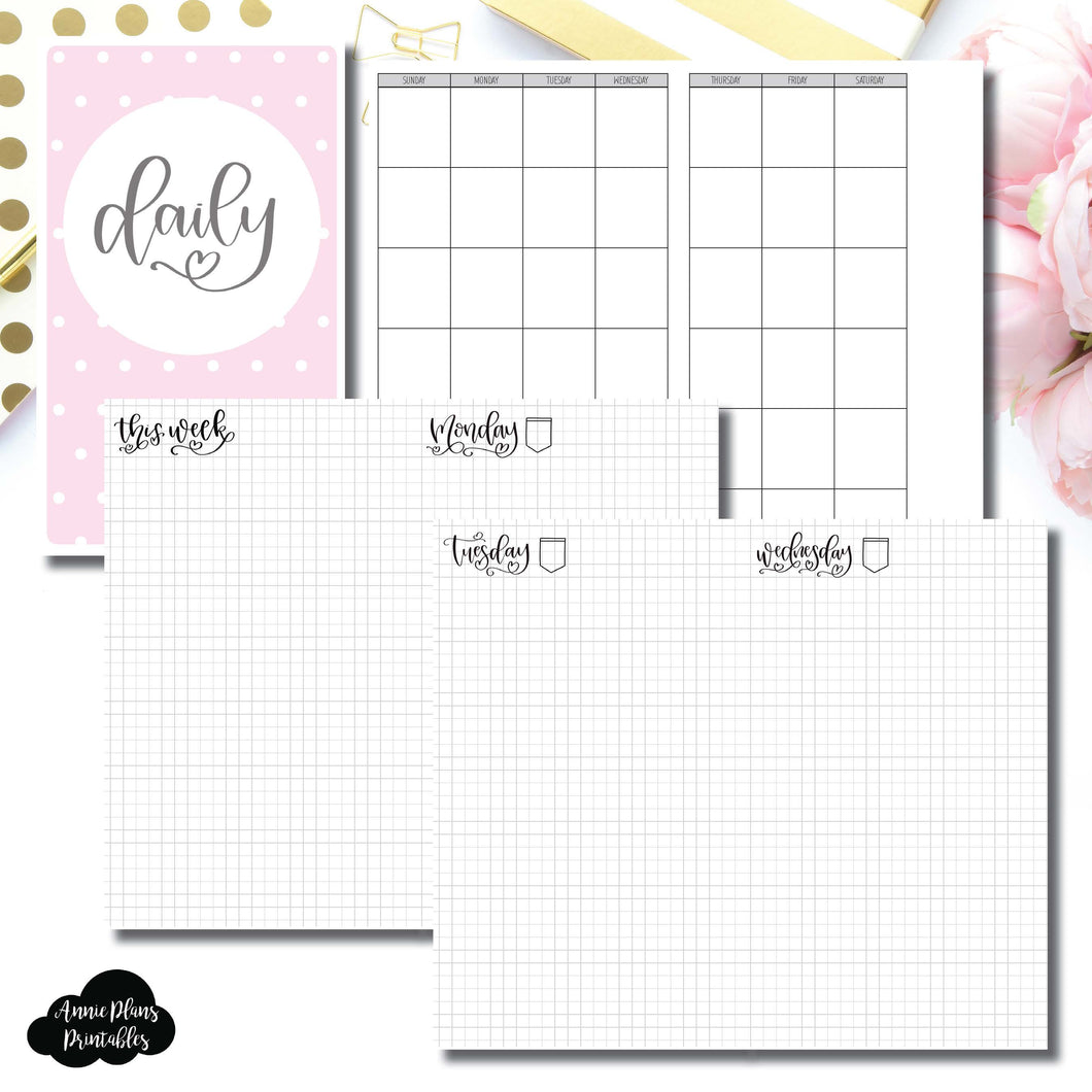Half Letter Rings Size | SeeAmyDraw Undated Daily Grid Collaboration Printable Insert ©