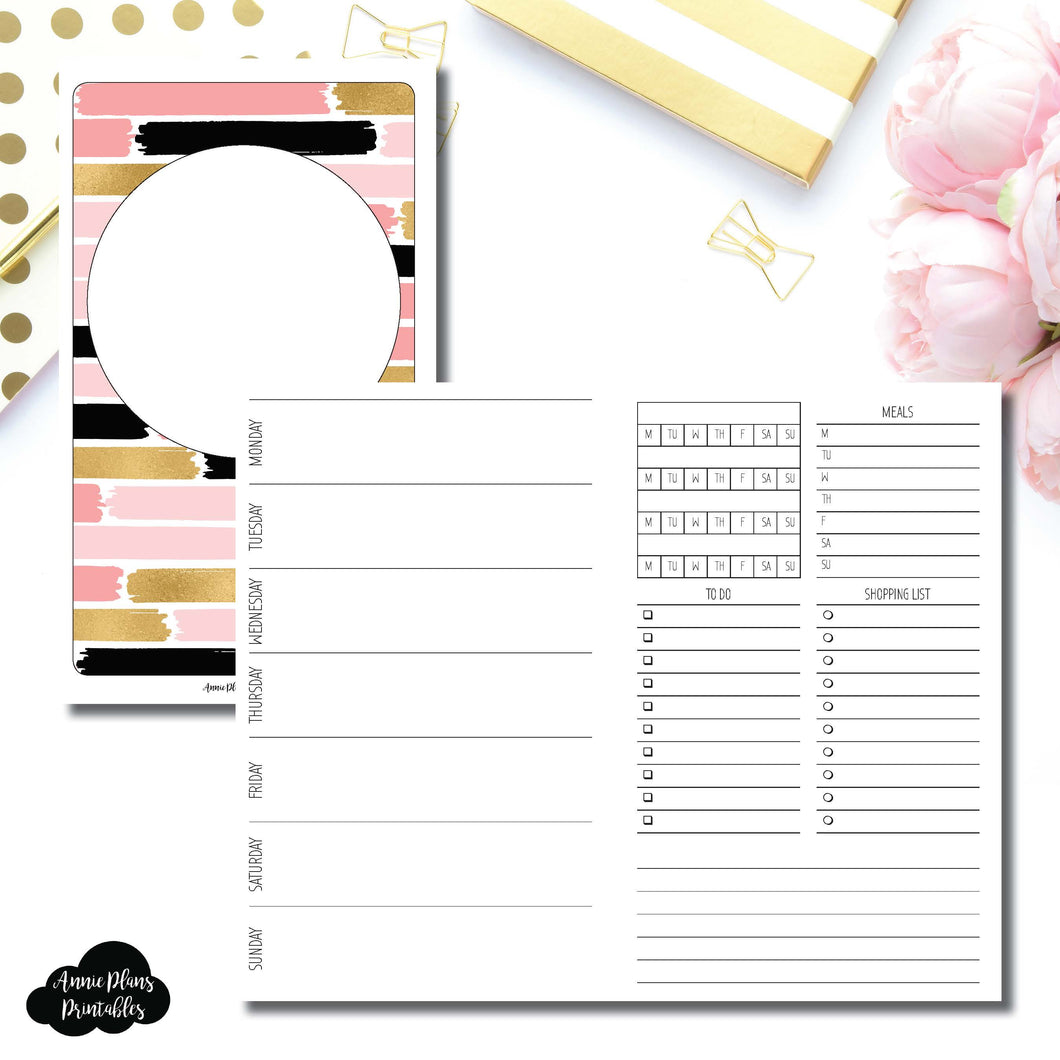 B6 Slim TN Size | Undated Week on 2 Page with Trackers Printable Insert ©