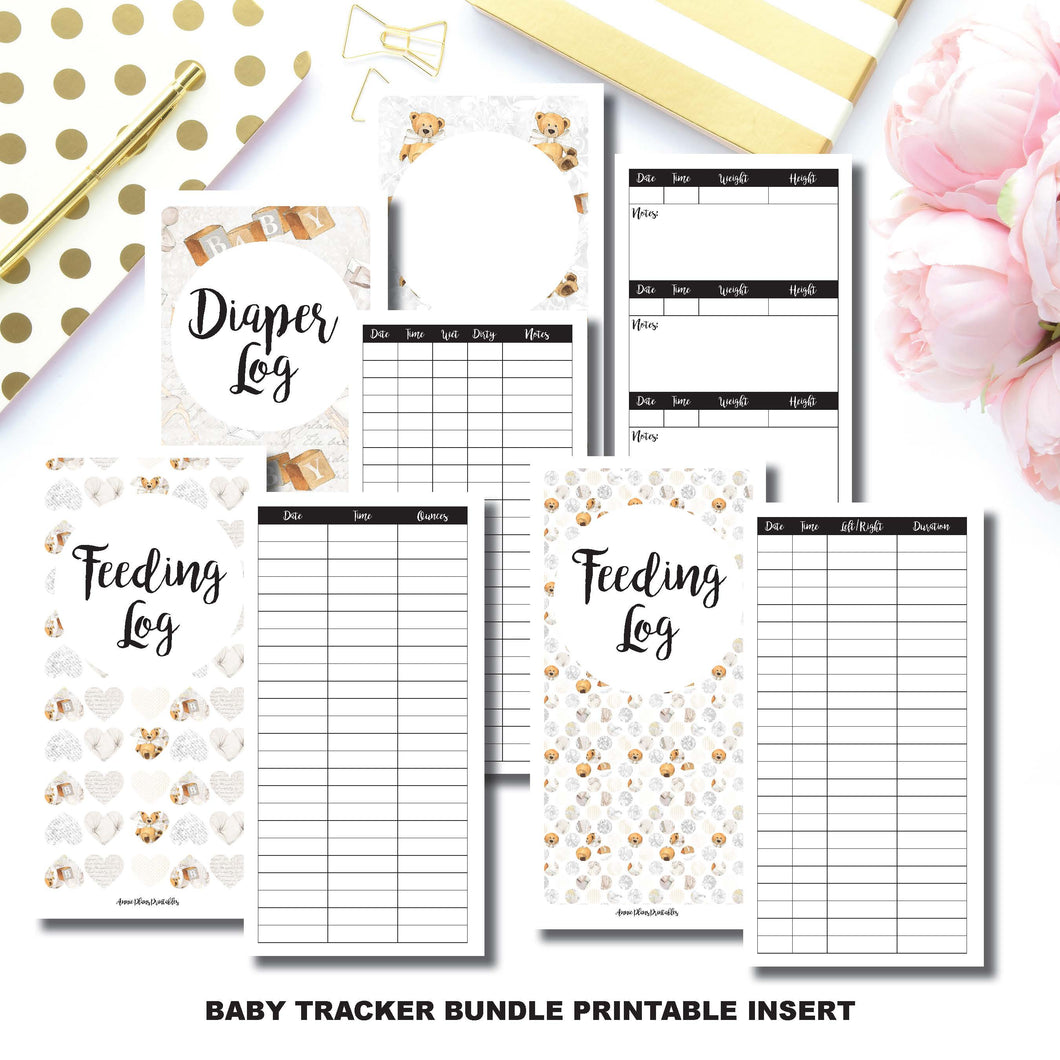 Personal TN Size | Baby Tracker Bundle | Printable Travelers Notebook Insert ©