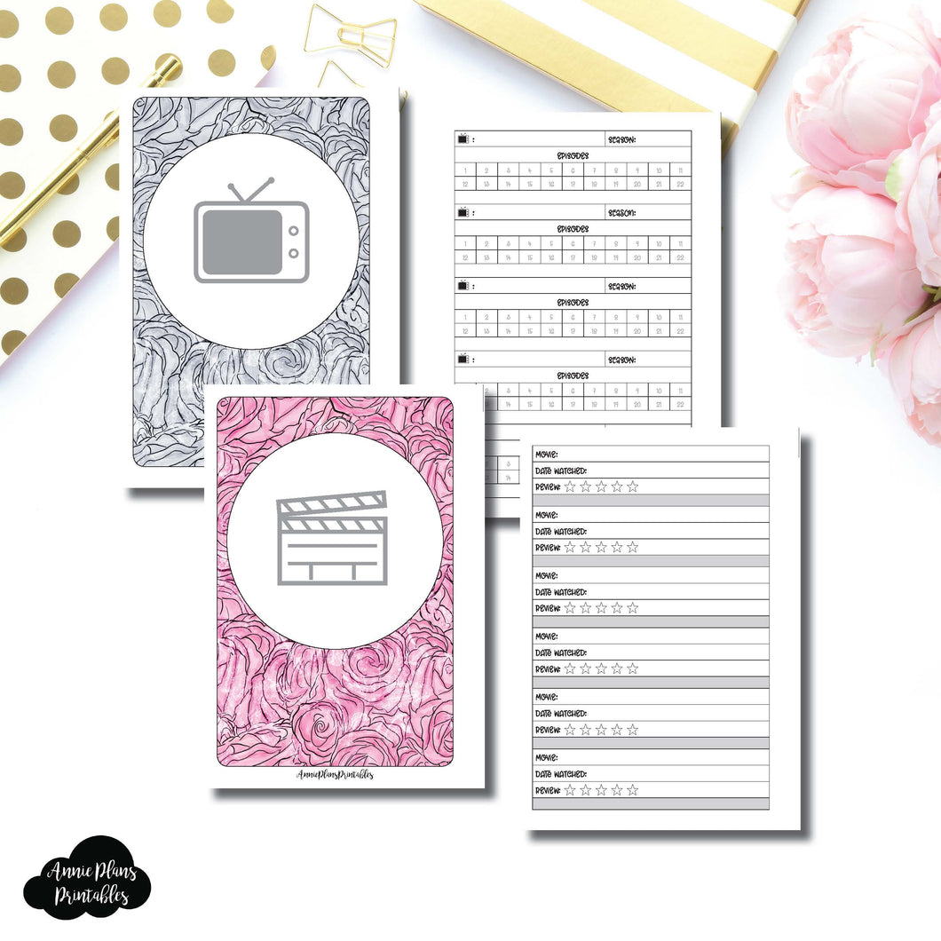 PERSONAL WIDE RINGS Size | TV & Movie Tracker Bundle Printable Insert ©