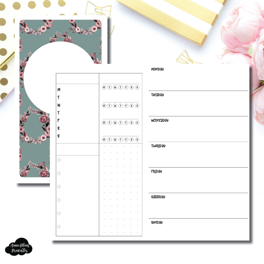Personal TN Size | Undated Horizontal Week on 2 Page Layout Printable Insert ©