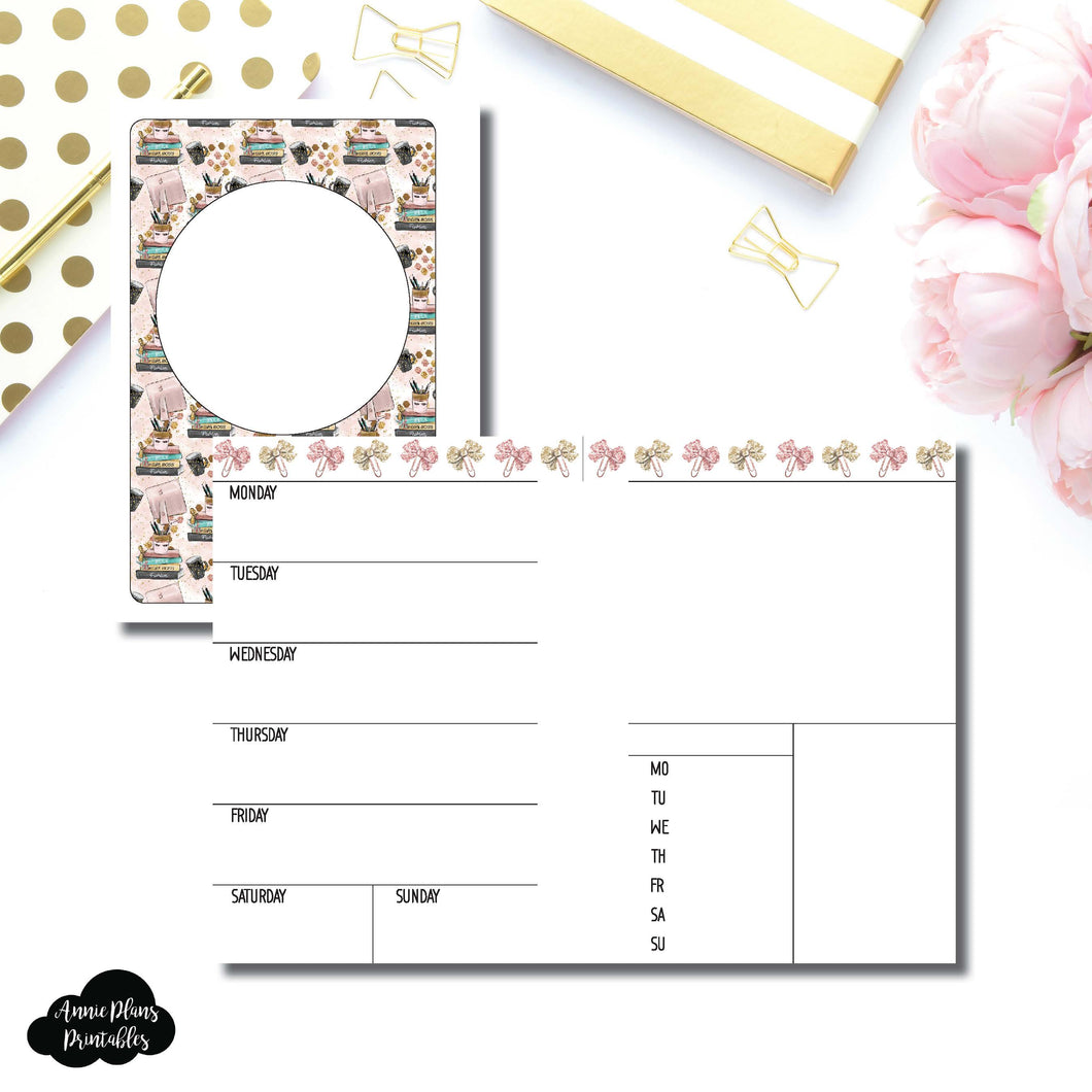 A6 Rings Size | Undated Week on 2 Page Collaboration Printable Insert ©