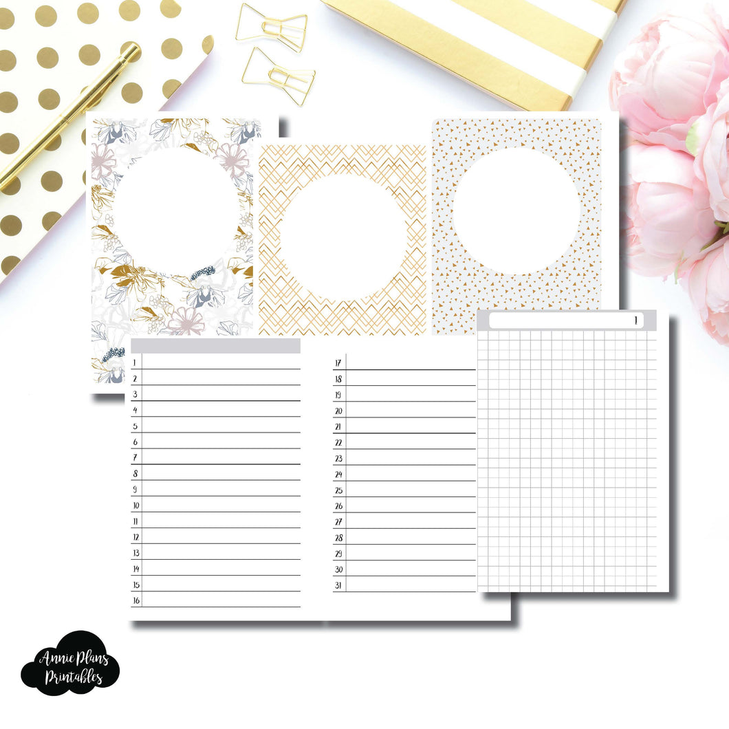 Personal Wide Rings Size  | UNDATED DAILY GRID Printable Insert ©