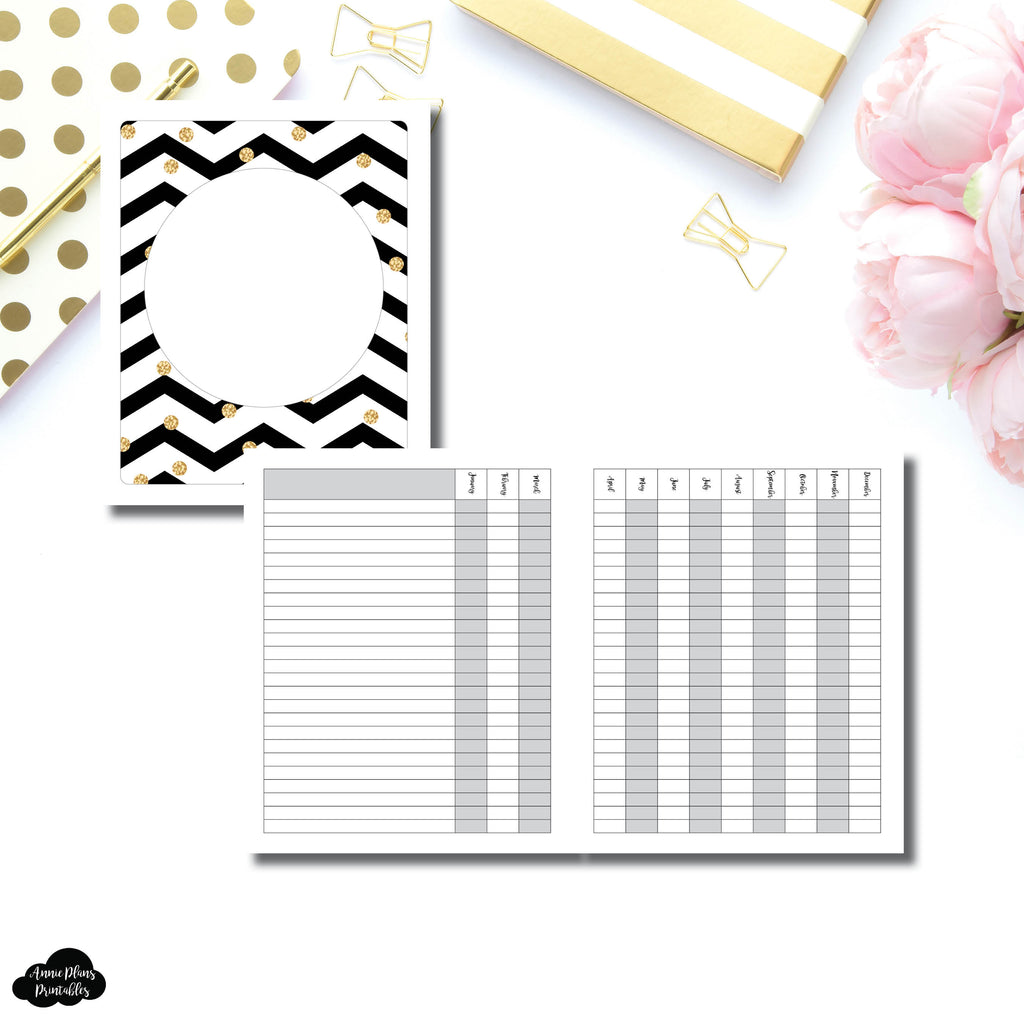 A5 Wide Rings Size | 12 Month Checklist Tracker Printable Insert ...