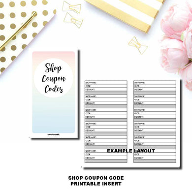 Mini HP Size | Shop Coupon Code Tracker Printable Insert ©