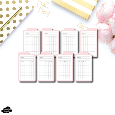 Tab Cards | VERTICAL Undated Monthly Tracker Pink Grid Tab Card Printable