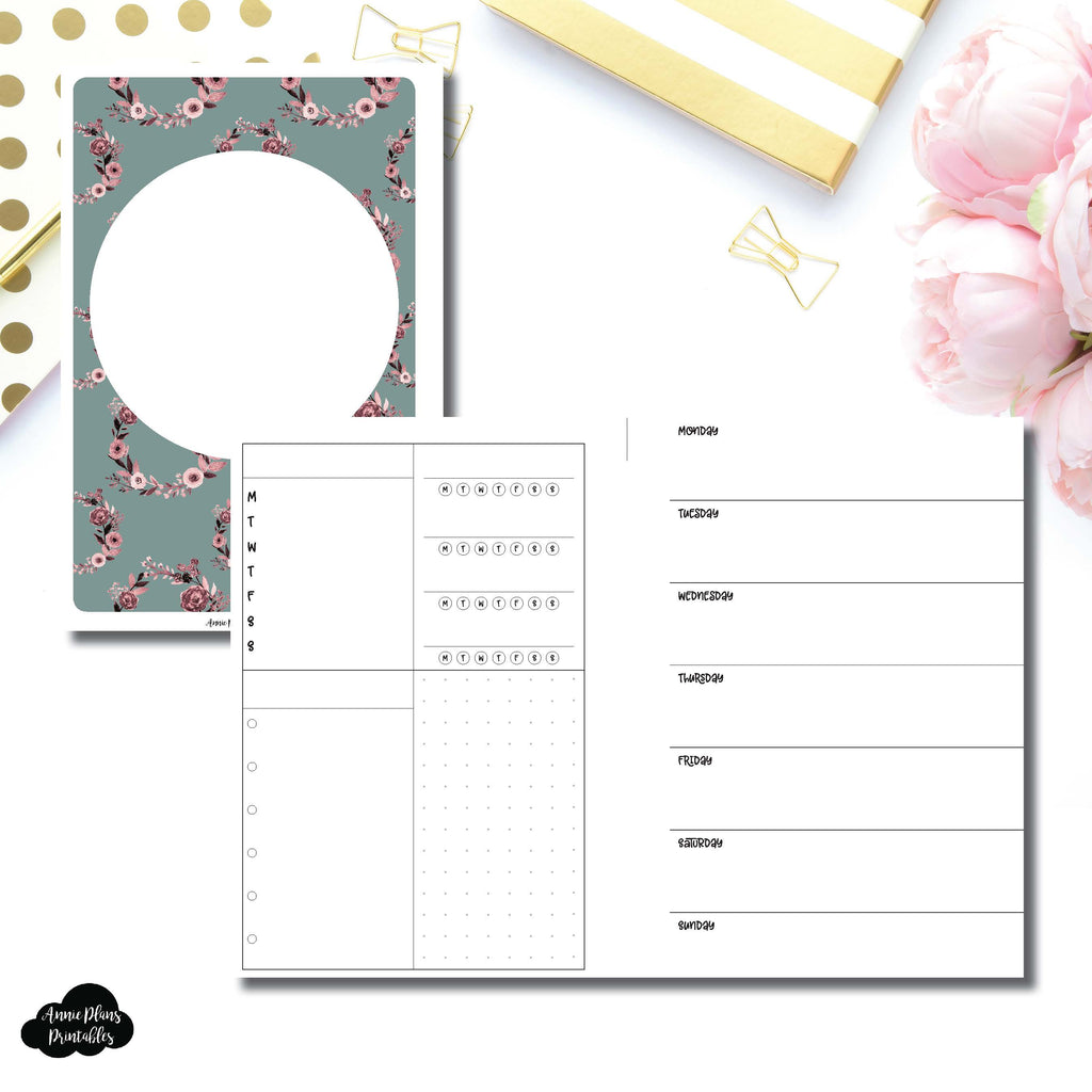 Personal Wide Rings Size | Undated Horizontal Week on 2 Page Layout Pr ...