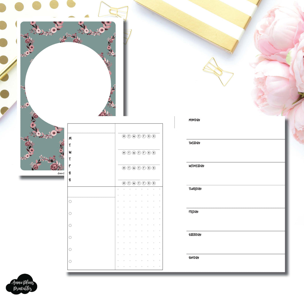 Personal Wide Rings Size | Undated Horizontal Week on 2 Page Layout Printable Insert ©