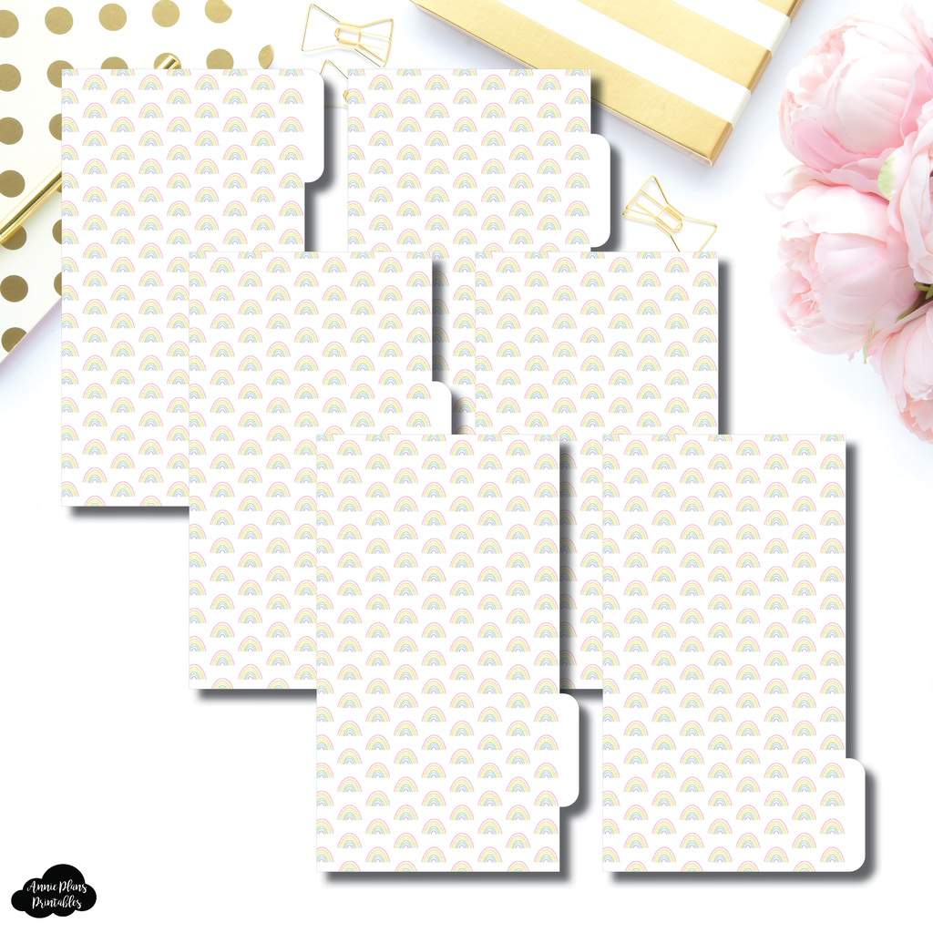 Personal Ring Dividers | Colorful Rainbow 6 Side Tab Printable Divider ...