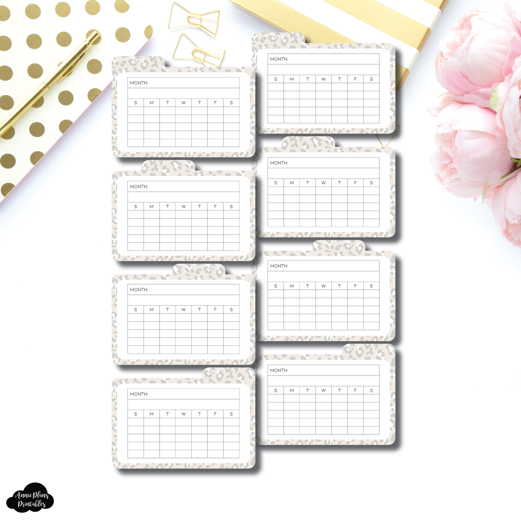 Tab Cards | Undated Monthly Tracker Wild Beige Tab Card Printable