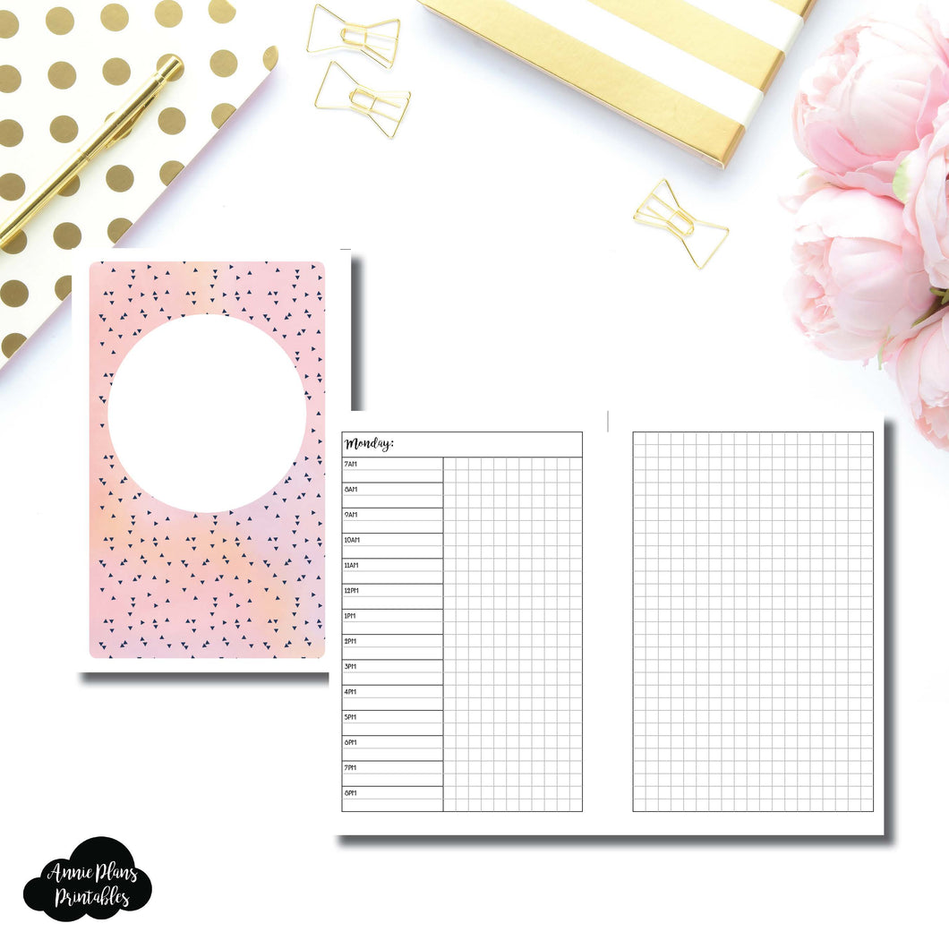 Half Letter Page Rings Size | UNDATED Day on 2 Pages Printable Insert ©