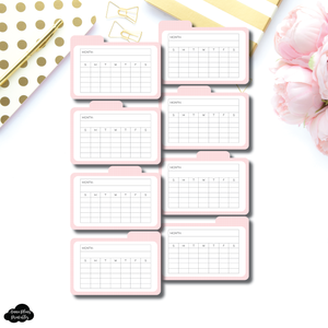 Tab Cards | Undated Monthly Tracker Pink Grid Tab Card Printable